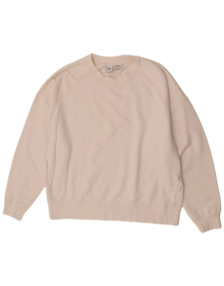 Zara Ανδρικό Φούτερ μεγάλου μεγέθους Jumper Λευκό