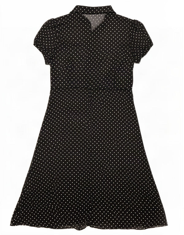 Marks & Spencer Womens See Through A-Line UK 14 Medium Black Spotted