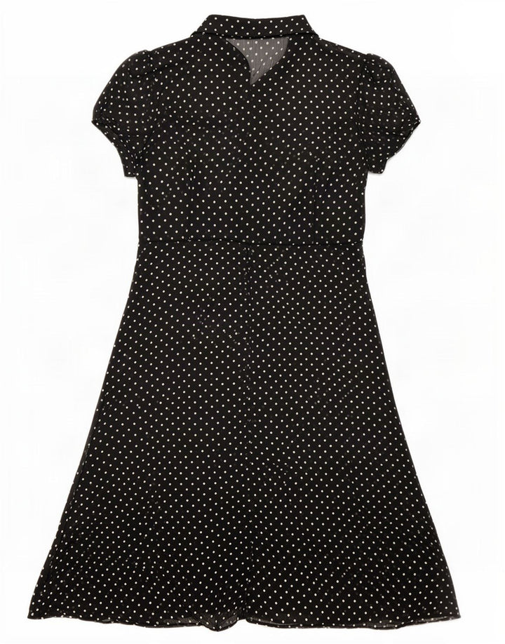Marks & Spencer Womens See Through A-Line UK 14 Medium Black Spotted
