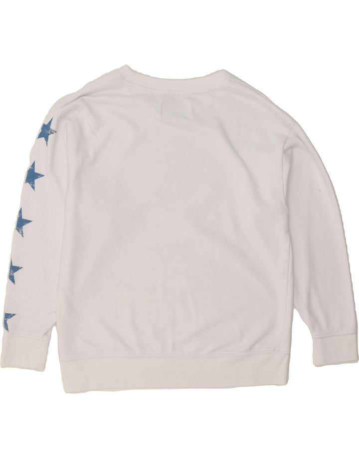 CALVIN KLEIN JEANS Womens Graphic Sweatshirt Jumper UK 14 Medium White Vintage Calvin Klein Jeans and Second-Hand Calvin Klein Jeans from Messina Hembry 