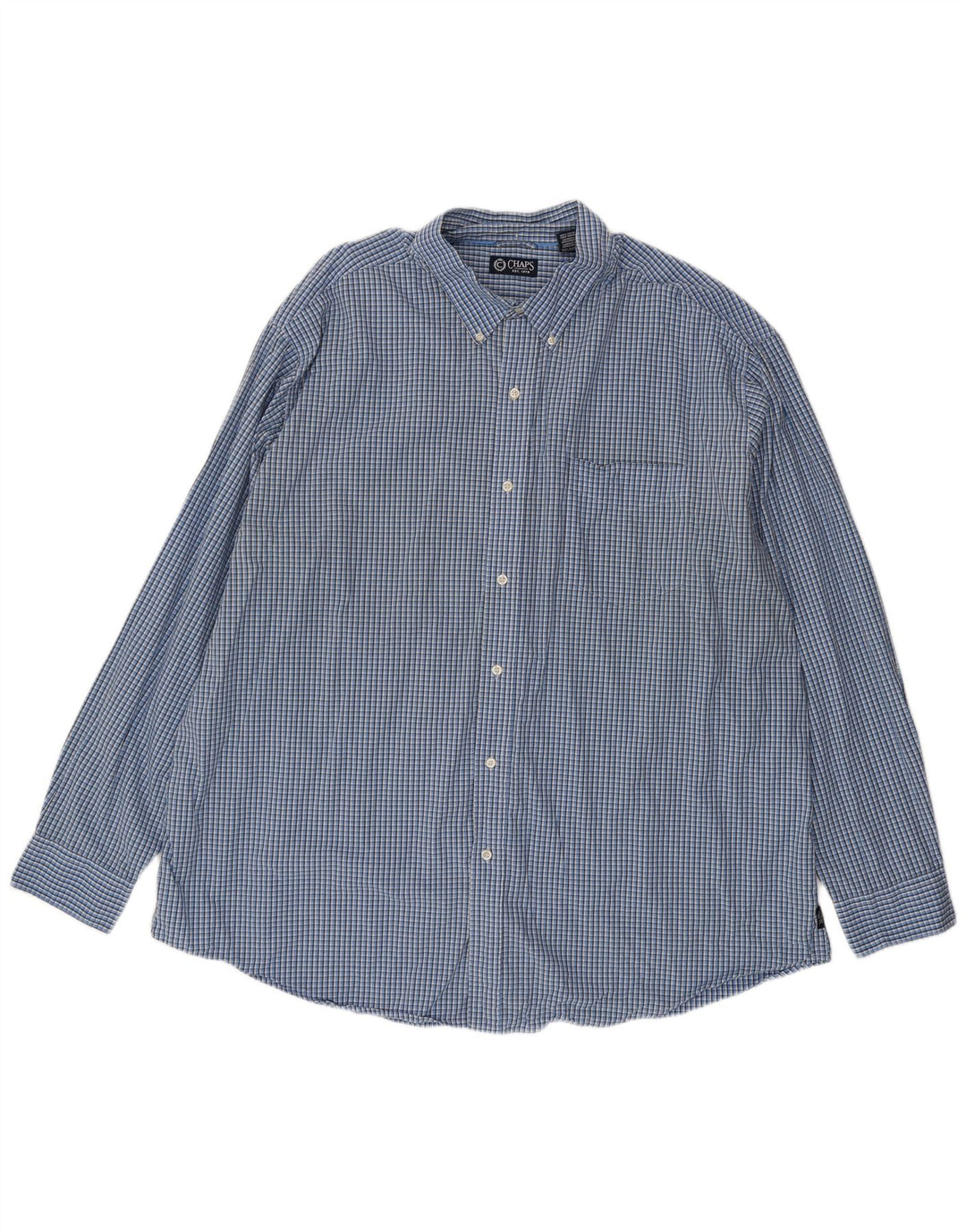 Chaps Ανδρικό πουκάμισο 3XL Blue Gingham Cotton