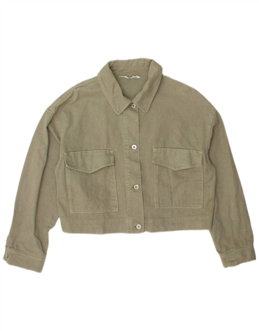 Zara Γυναικείο Τζιν Μπουφάν UK 16 Large Khaki Cotton