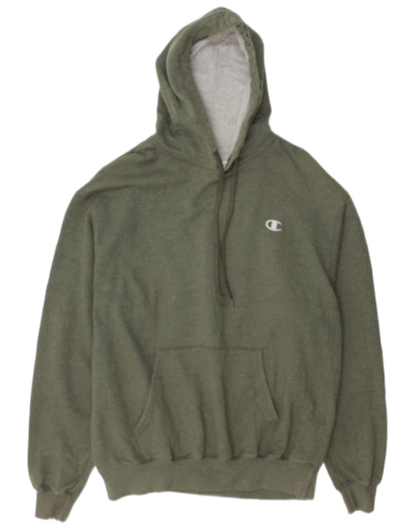 Champion Mens Hoodie Jumper Large Khaki Cotton