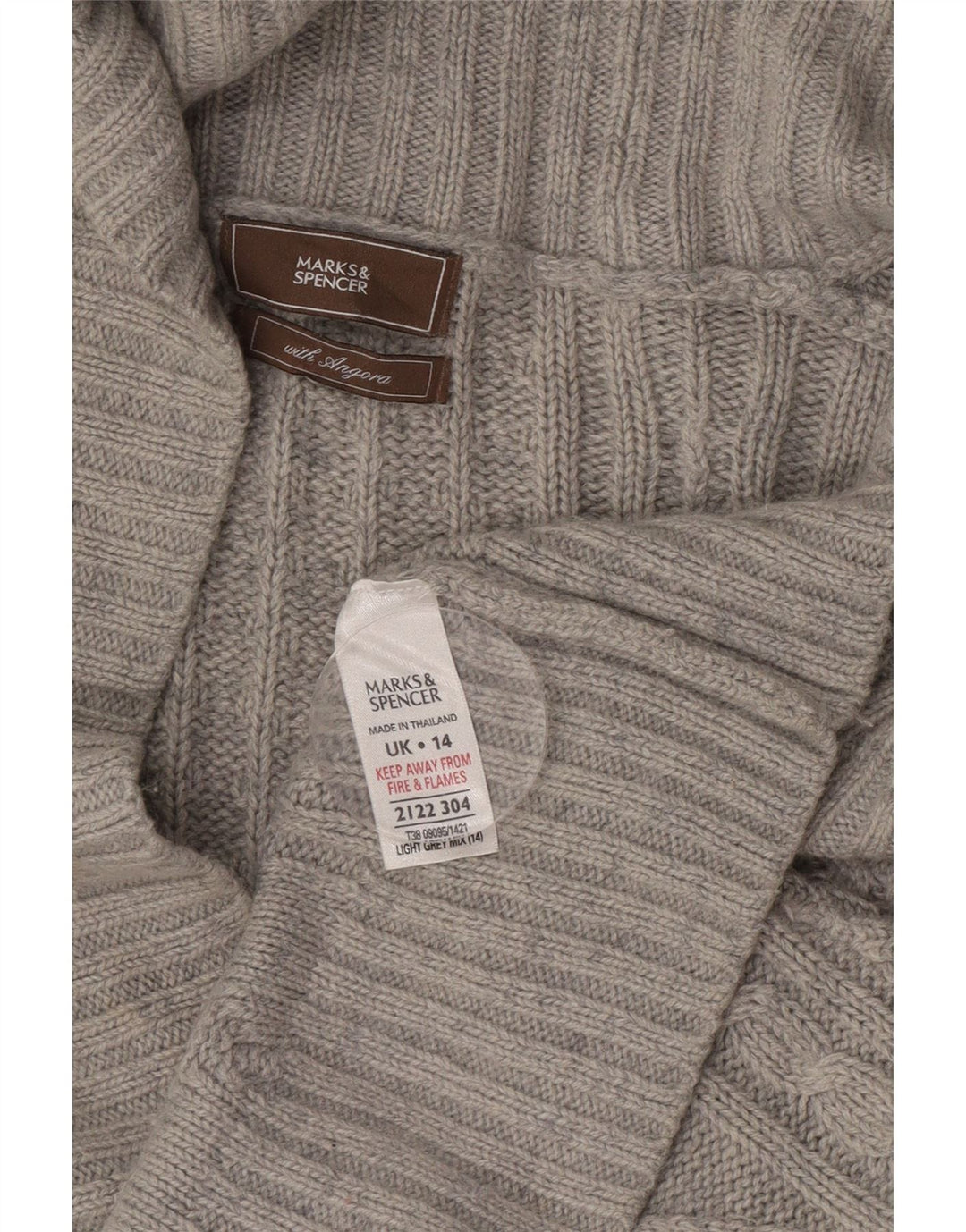 Marks & Spencer Γυναικεία Ζακέτα UK 14 Large Grey Acrylic