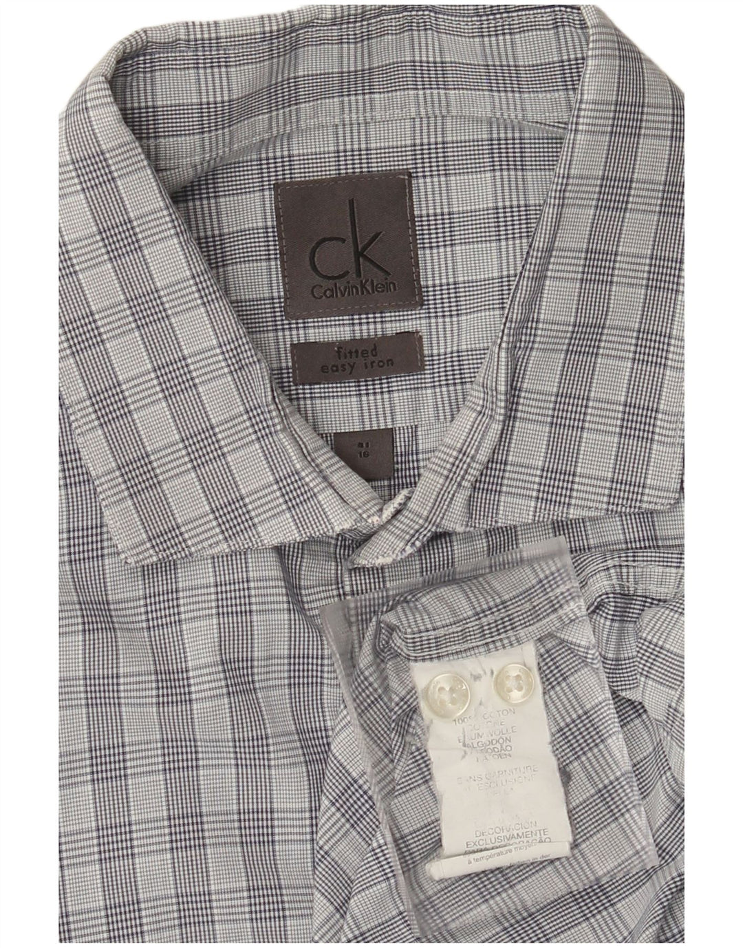 Ανδρικό πουκάμισο CALVIN KLEIN Νούμερο 41 16 Large Grey Check Cotton