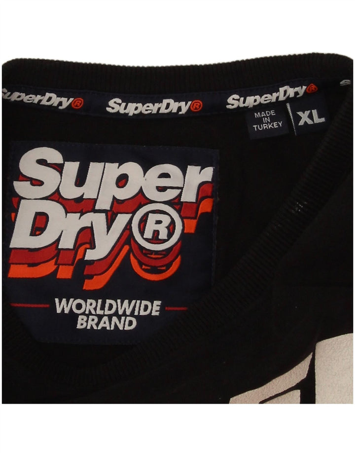 Superdry Γυναικείο Γραφικό Μακρυμάνικο UK 18 XL Μαύρο βαμβακερό
