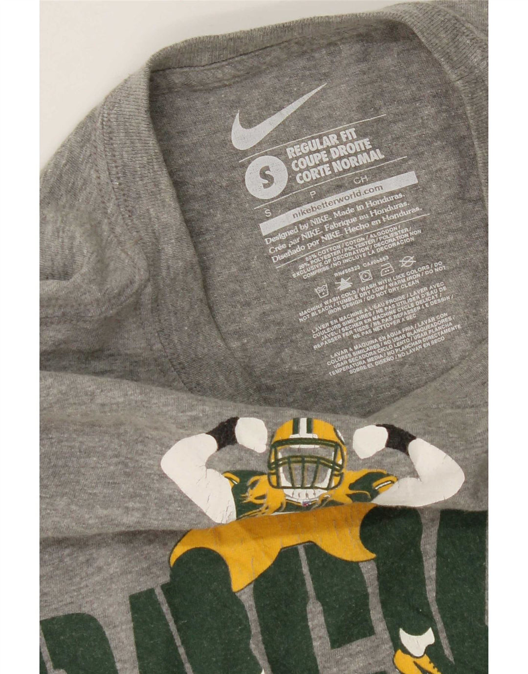 Γραφικό μακρυμάνικο μπλουζάκι Nike Mens Packers, μικρό, γκρι βαμβακερό