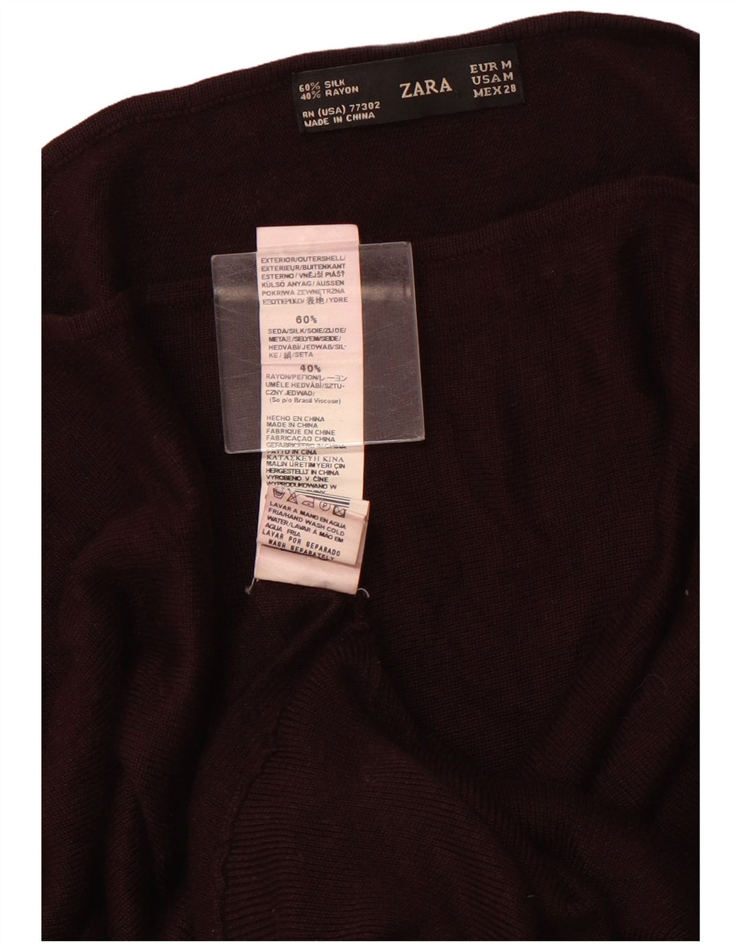 ZARA Γυναικείο πουλόβερ με λαιμόκαυστο UK 12 μεσαία μπορντό βισκόζη