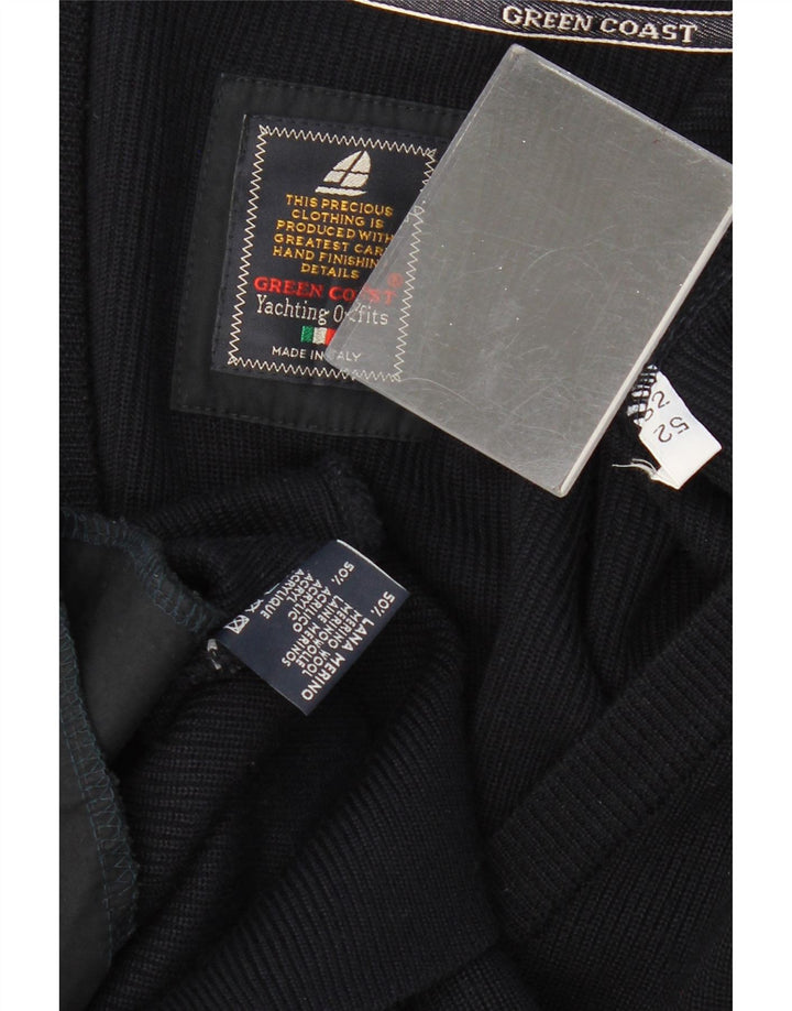 Πουλόβερ ανδρική ζακέτα GREEN COAST IT 52 Μεγάλο μαύρο μαλλί Merino