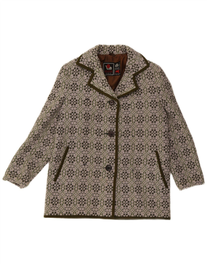 Eclipse γυναικείο μπουφάν blazer UK 14 μεσαίο γκρι γεωμετρικό μαλλί