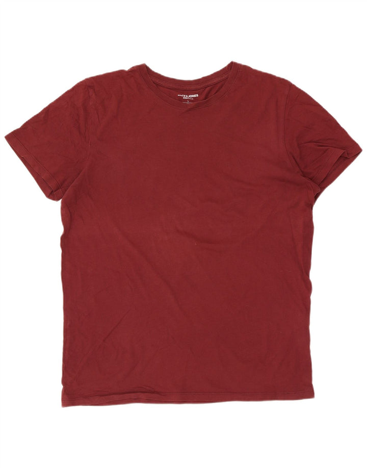 JACK & JONES Ανδρικό T-Shirt Top Large Maroon Βαμβακερό