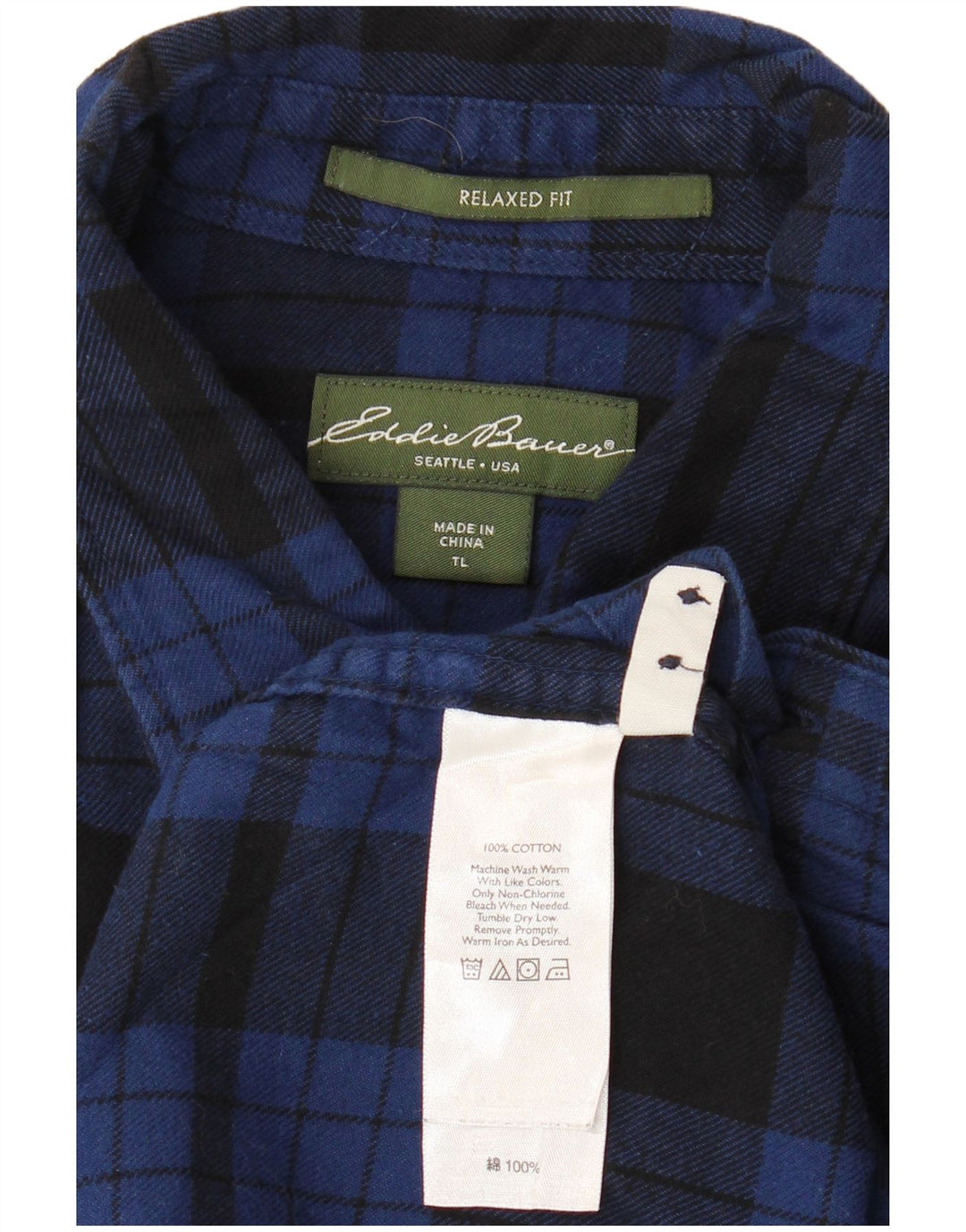 Eddie Bauer Ανδρικό ψηλό πουκάμισο φανέλας με χαλαρή εφαρμογή Μεγάλο μπλε ναυτικό τσεκ