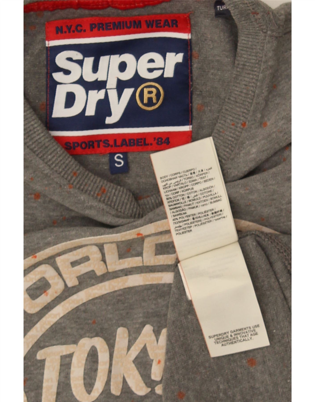 Ανδρικό γραφικό μπλουζάκι Superdry, Βαμβακερό, με γκρι στίγματα