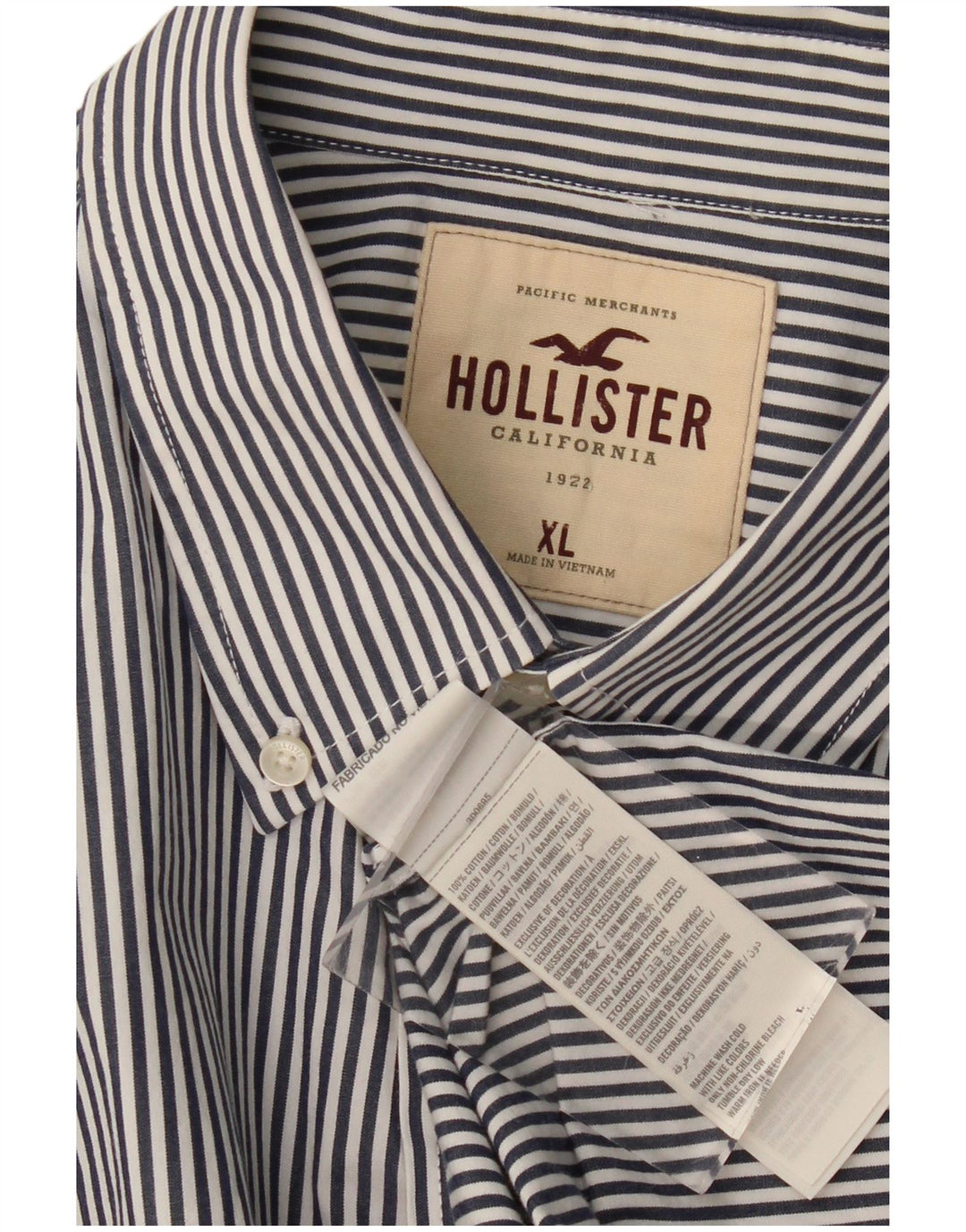 Ανδρικό πουκάμισο Hollister XL Navy Blue Pinstripe Βαμβακερό