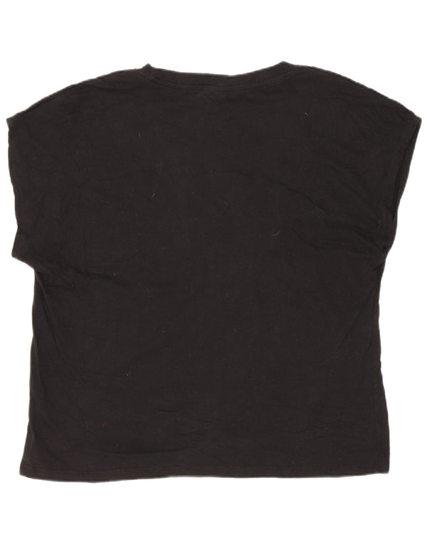 Zara Γυναικείο T-Shirt Top UK 14 μεσαίο μαύρο βαμβακερό