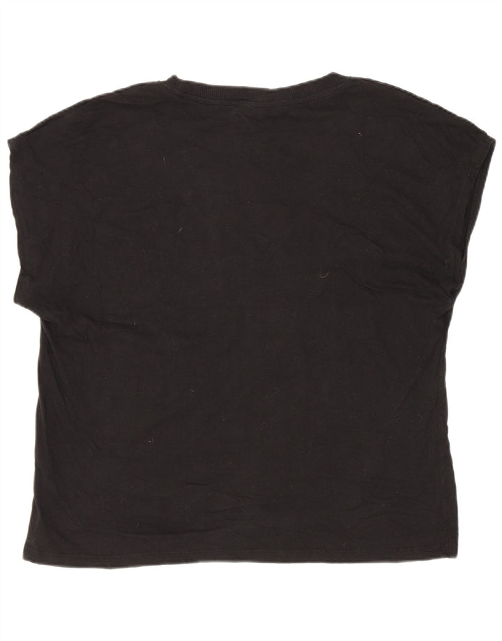 Zara Γυναικείο T-Shirt Top UK 14 μεσαίο μαύρο βαμβακερό