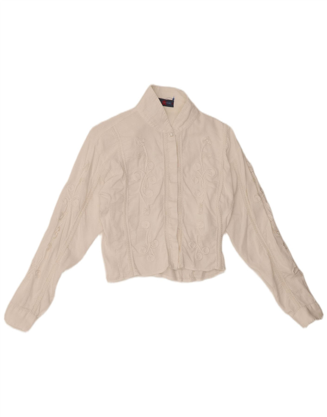 LES COPAINS Γυναικείο κοτλέ πουκάμισο μπλούζα UK 12 μεσαίο λευκό φλοράλ