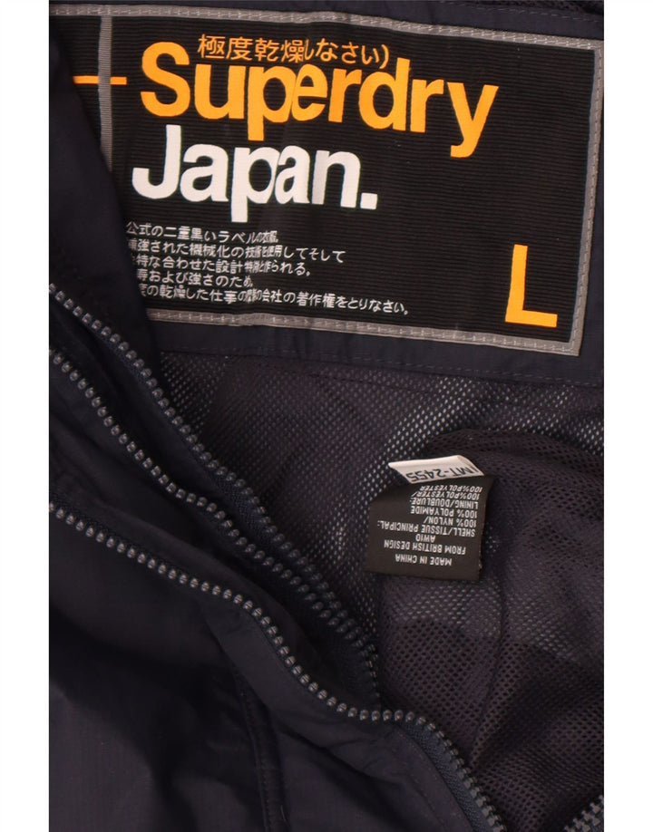 Superdry γυναικείο μπουφάν βροχής UK 16 Large Navy Blue Nylon