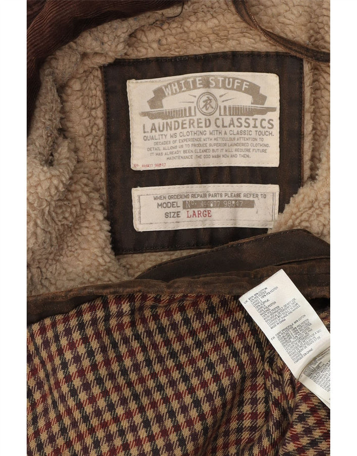 WHITE STUFF Ανδρικό κερωμένο βαμβακερό μπουφάν UK 40 μεγάλο καφέ βαμβακερό