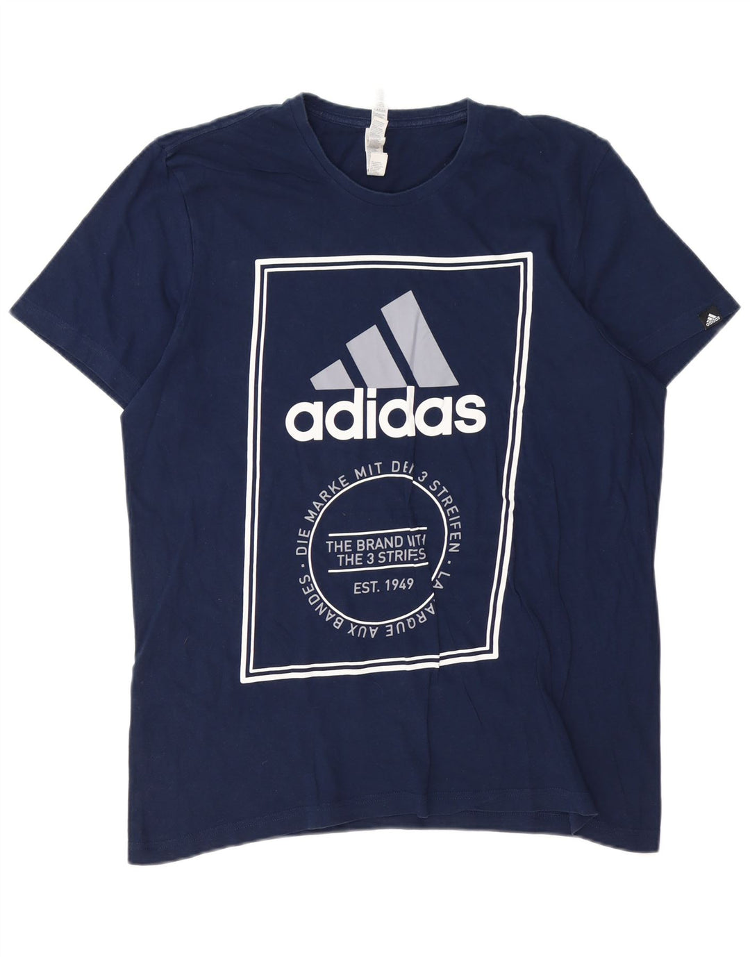 Ανδρικό γραφικό T-Shirt ADIDAS Top Large Navy Blue από βαμβάκι