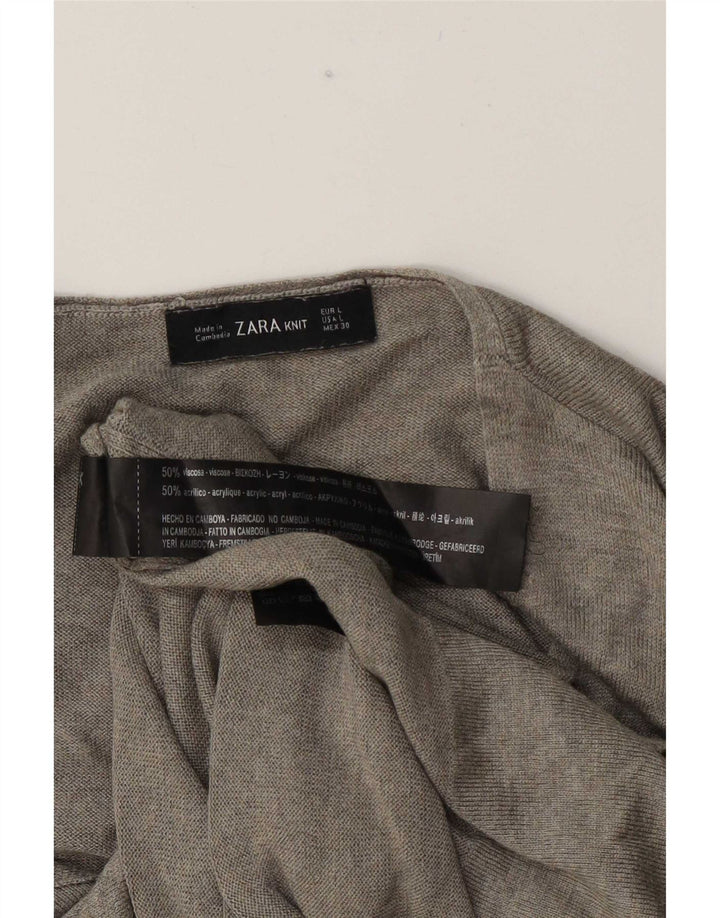 Zara γυναικείο τοπ μακρυμάνικο UK 16 μεγάλη γκρι βισκόζη