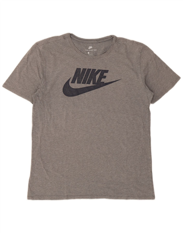 Ανδρικό μπλουζάκι Nike με γραφικό αθλητικό κόψιμο στο επάνω μέρος με μεγάλο γκρι χρώμα
