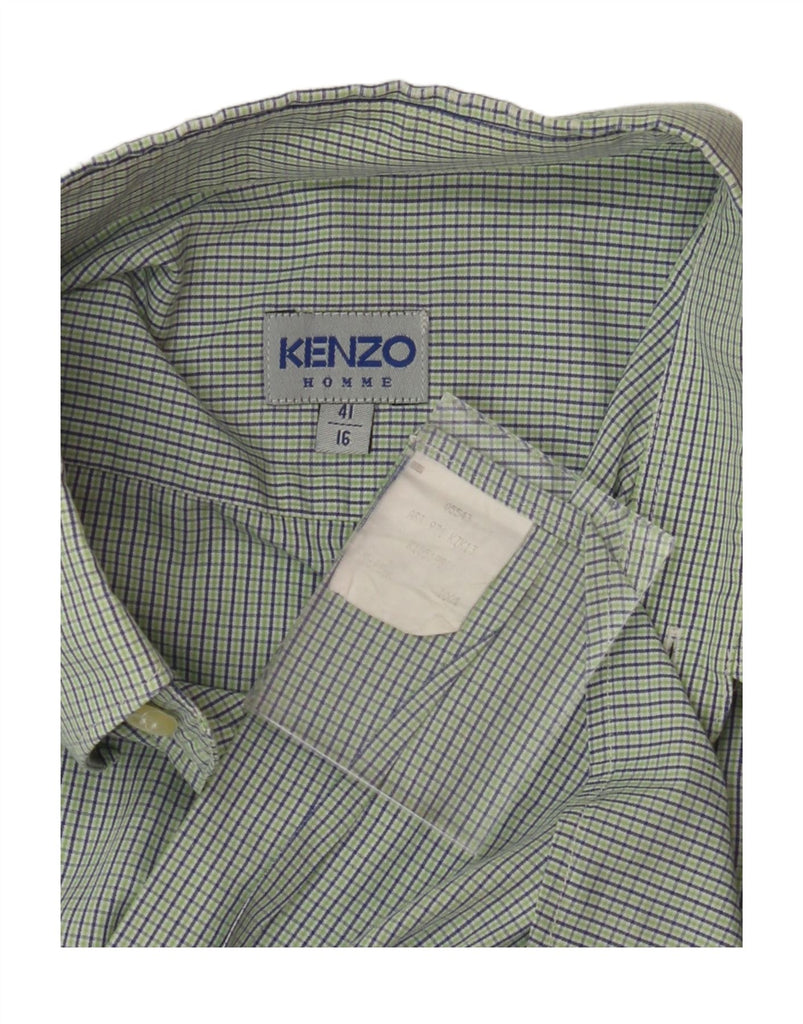 KENZO Mens Short Sleeve Shirt Size 41/16 Large Green Check Cotton Vintage Kenzo and Second-Hand Kenzo from Messina Hembry 