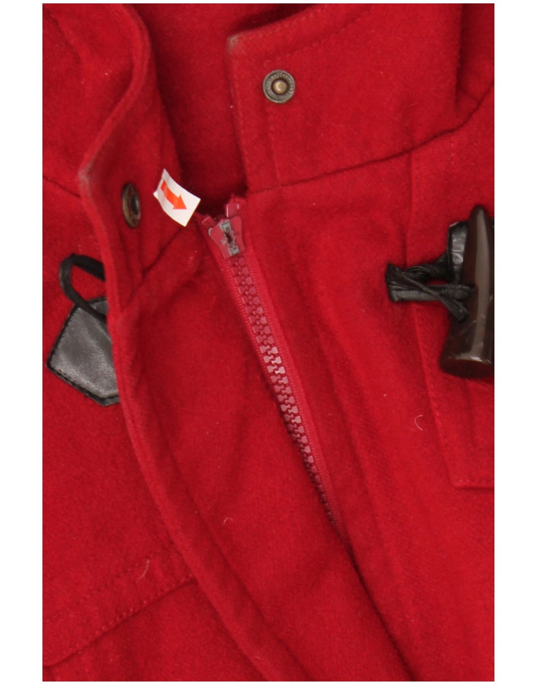 Vintage γυναικείο παλτό Duffle με κουκούλα IT 54/56 3XL κόκκινο πολυεστέρα