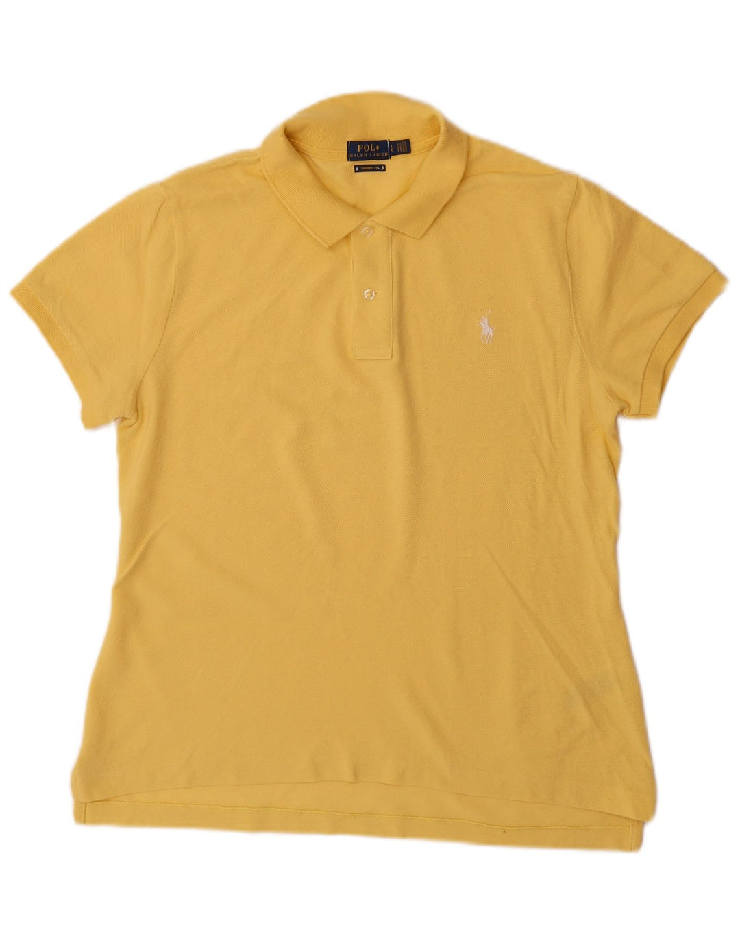 POLO RALPH LAUREN Γυναικείο Skinny μπλουζάκι πόλο UK 16 μεγάλο κίτρινο βαμβακερό
