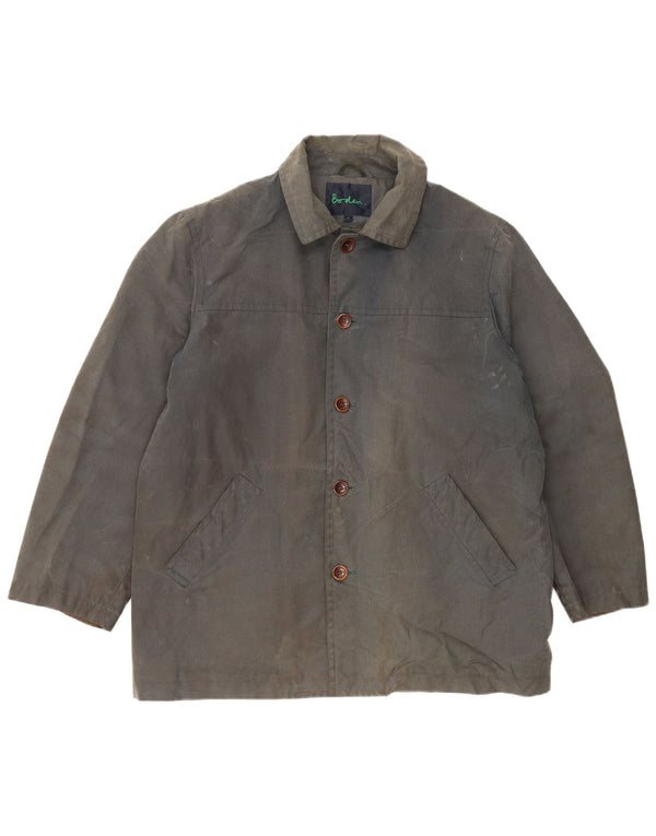 Boden Mens Sherpa Waxed Cotton Jacket UK 38 Medium Grey Cotton