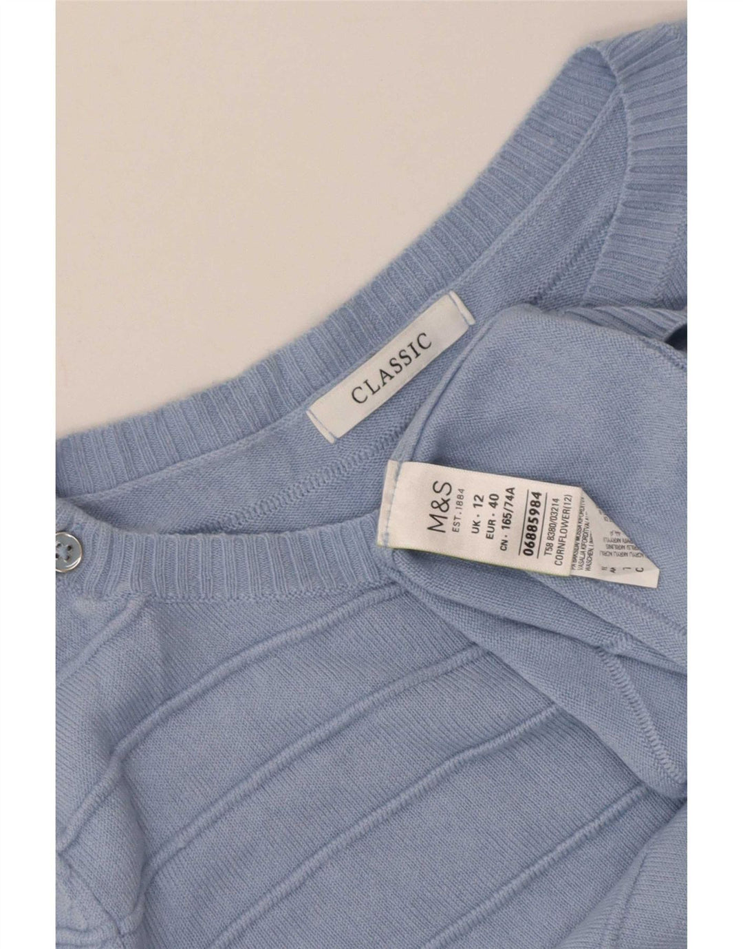 Marks & Spencer Γυναικείο πουλόβερ Classic Boat Neck Jumper UK 12 Medium Blue