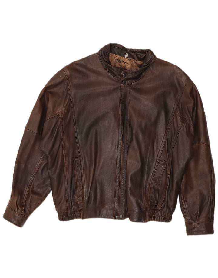 Vintage Ανδρικό Δερμάτινο Μπουφάν IT 52 XL Καφέ