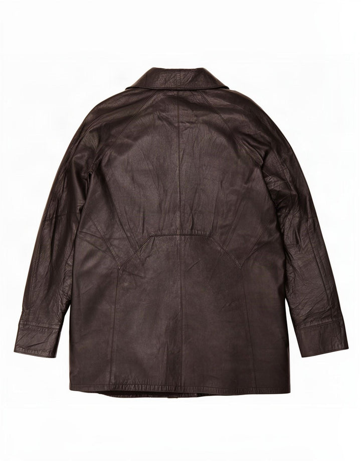 Vintage Γυναικείο Oversized Δερμάτινο Παλτό IT 46 Large Μαύρο