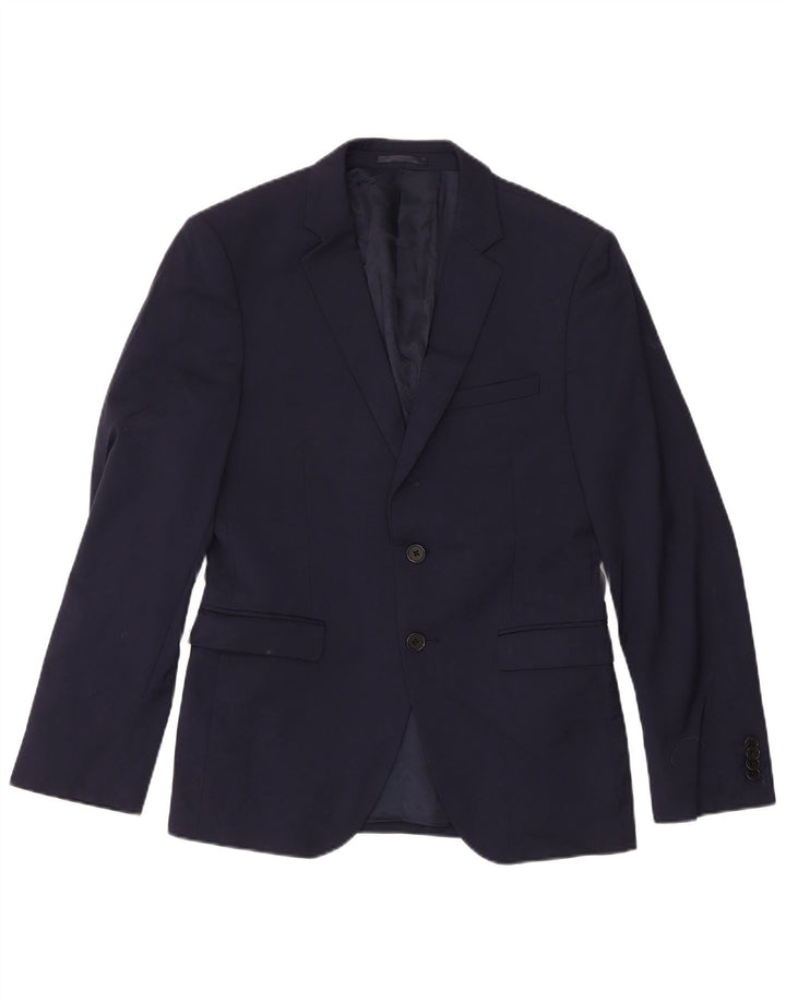 Dkny Ανδρικό σακάκι μπλέιζερ με 2 κουμπιά Dkny 38 μεσαίου μπλε μαλλί