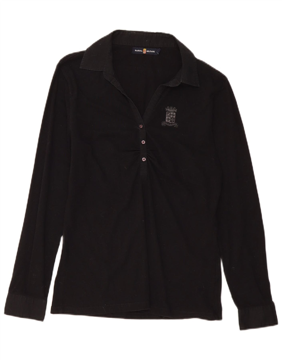 MARINA MILITARE Γυναικείο μακρυμάνικο μπλουζάκι πόλο UK 18 XL μαύρο βαμβακερό