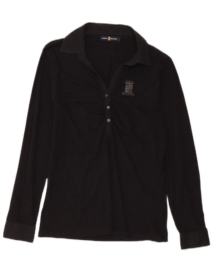 MARINA MILITARE Γυναικείο μακρυμάνικο μπλουζάκι πόλο UK 18 XL μαύρο βαμβακερό