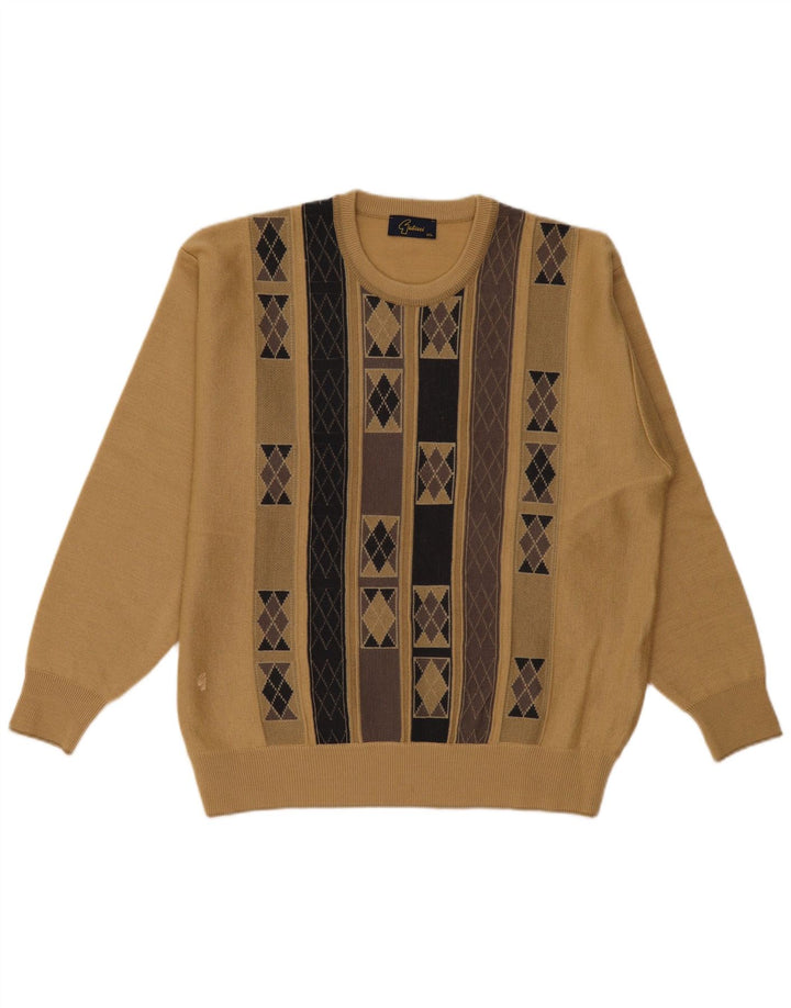 Ανδρικό πουλόβερ GABICCI Crew Neck Jumper XL Beige Argyle/Diamond Wool