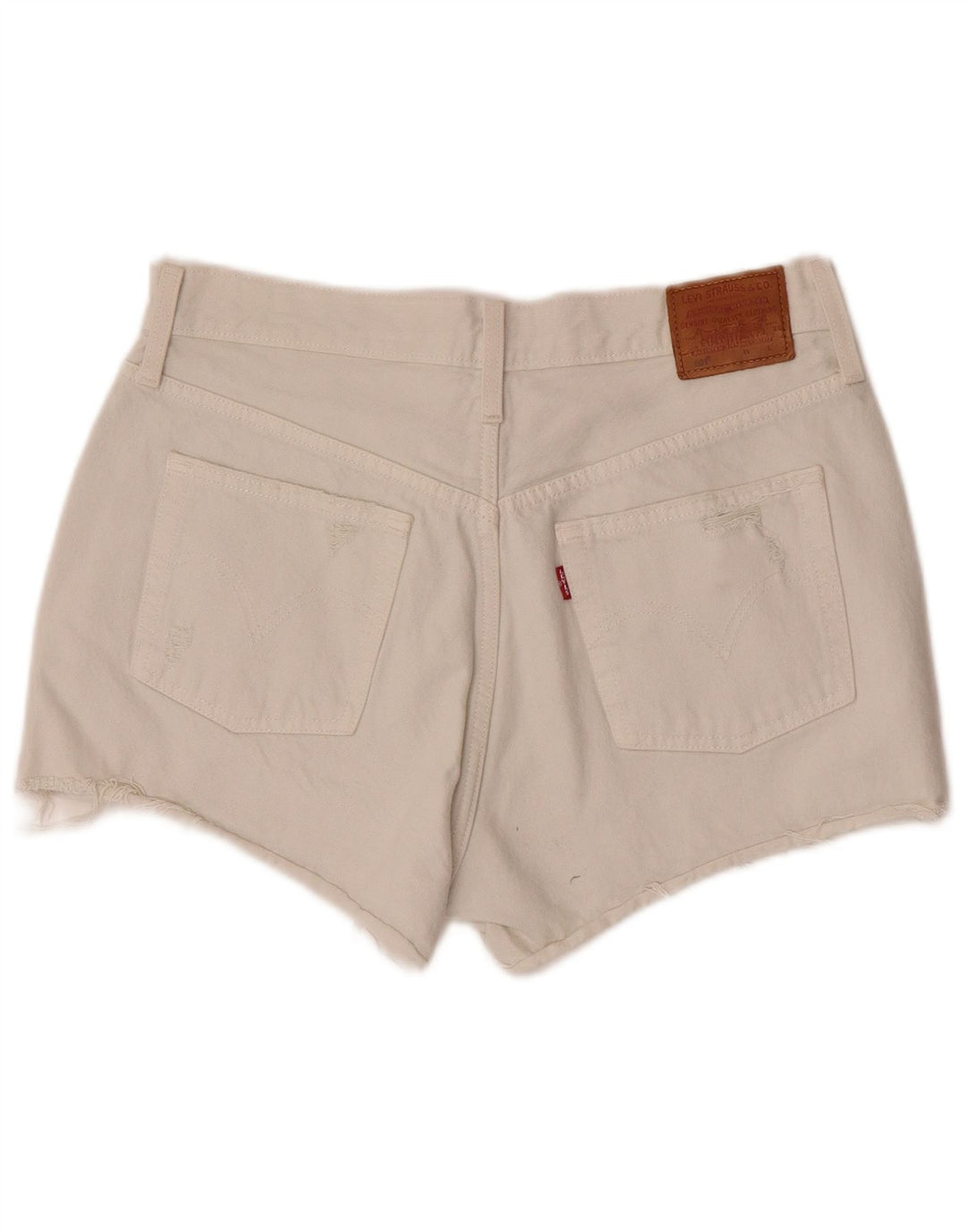 Levi's Womens 501 Distressed τζιν σορτς W30 Βαμβακερό μεσαίο σε ανοιχτό λευκό