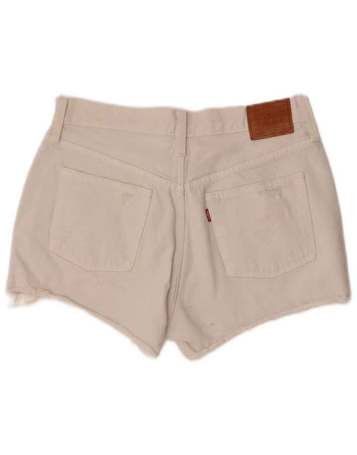 Levi's Womens 501 Distressed τζιν σορτς W30 Βαμβακερό μεσαίο σε ανοιχτό λευκό