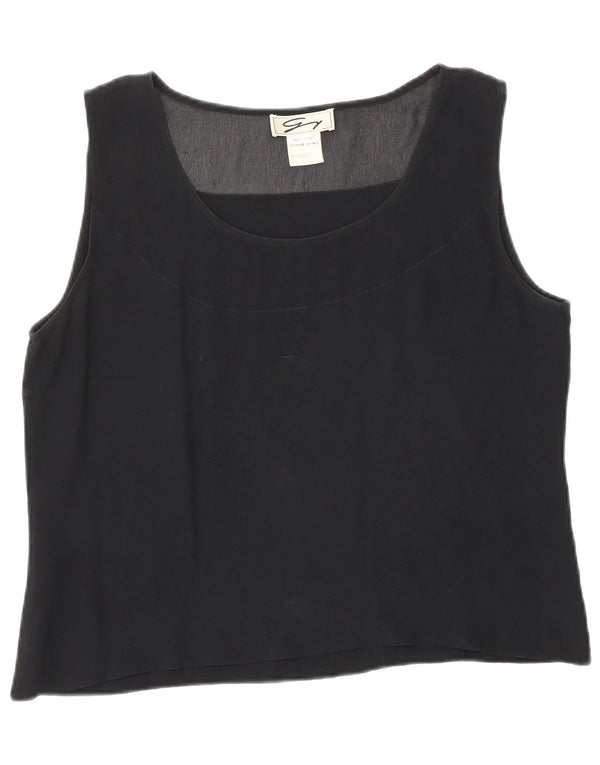 Genny Womens Crop Αμάνικη Μπλούζα Τοπ UK 12 Medium Black Silk