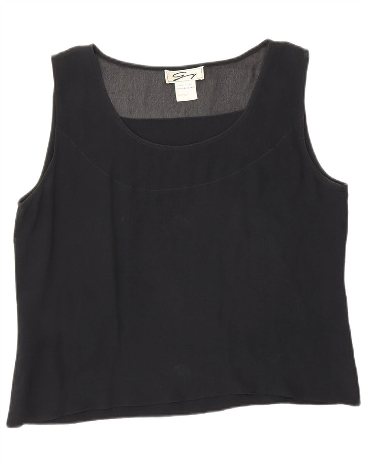 Genny Womens Crop Αμάνικη Μπλούζα Τοπ UK 12 Medium Black Silk