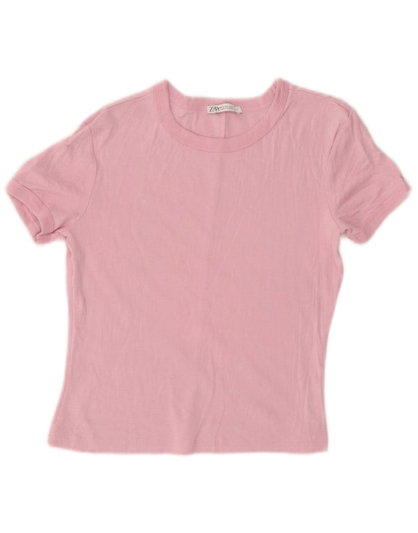 Zara Γυναικείο T-Shirt T-Shirt Top UK 10 Small Pink