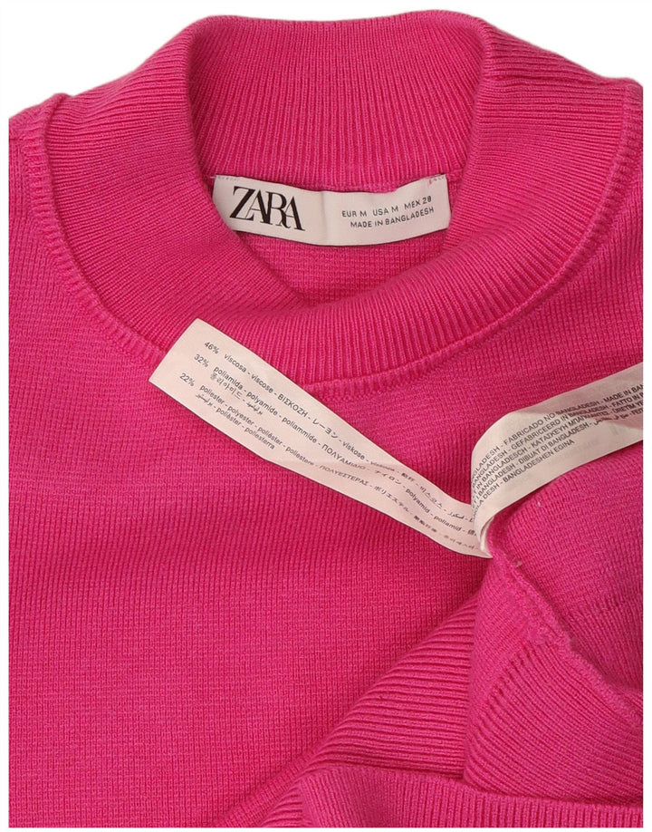 Zara γυναικείο πουλόβερ με λαιμόκοψη μεγάλου μεγέθους UK 14 Μεσαίο ροζ βισκόζη