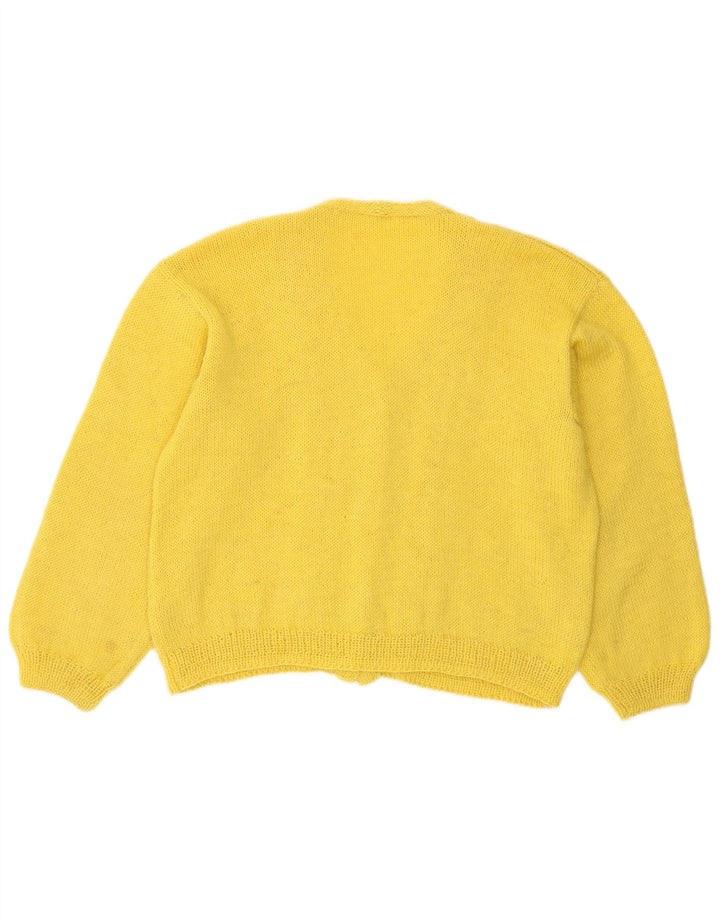 Vintage γυναικείο Crop Cardigan πουλόβερ UK 14 Medium Yellow