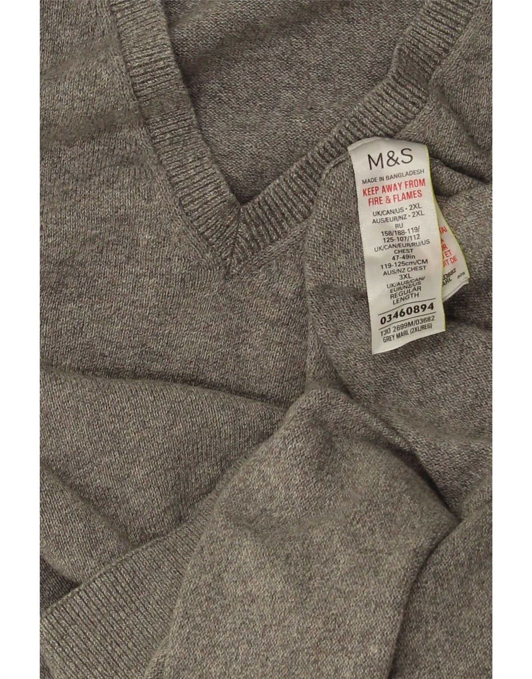 Marks & Spencer Ανδρικό γιλέκο Tank Top 2XL Γκρι βαμβακερό