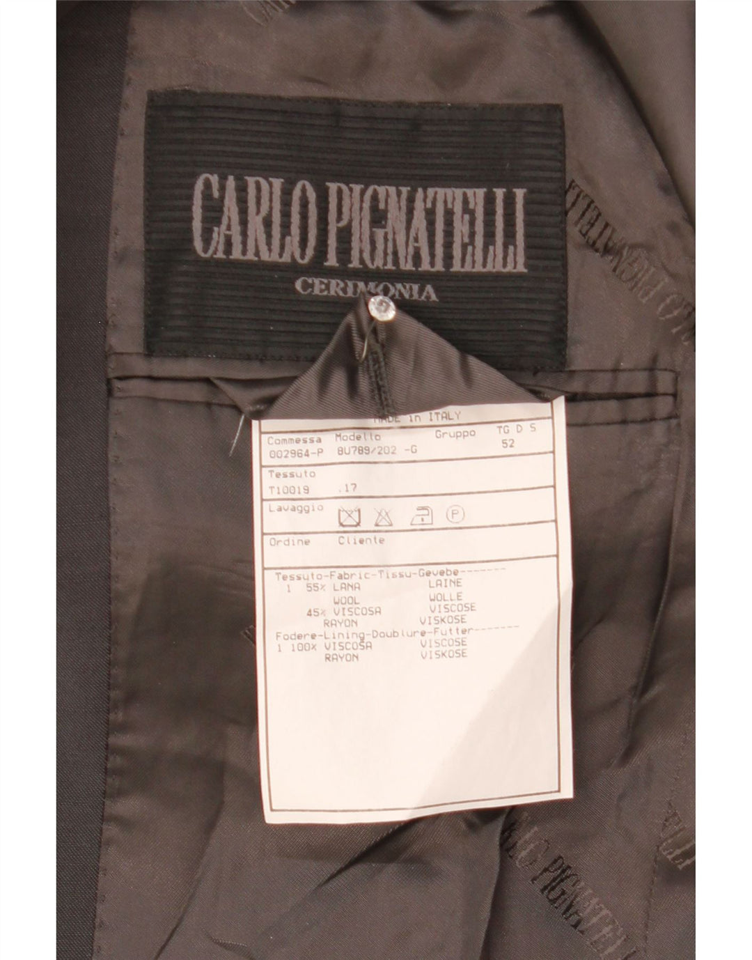 CARLO PIGNATELLI Ανδρικό σακάκι με 3 κουμπιά σακάκι IT 52 XL γκρι μαλλί