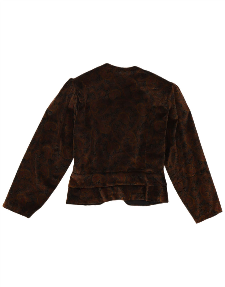 Vintage Γυναικείο Velvet Blazer Jacket UK 12 Medium Brown Paisley