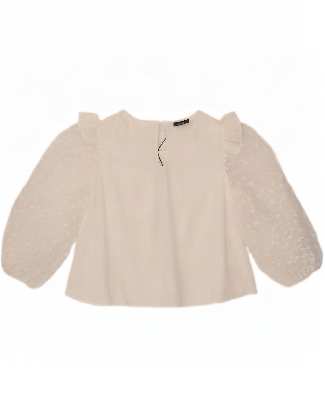 Zara Γυναικεία μπλούζα με 3/4 μανίκια Τοπ UK 14 Μεγάλη Λευκή Βισκόζη