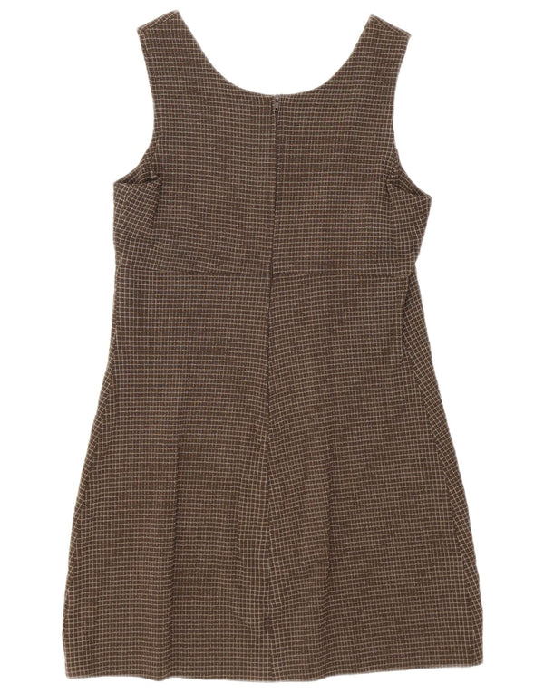 Γυναικείο αμάνικο φόρεμα Germano Zama UK 8 Small Brown Check Viscose