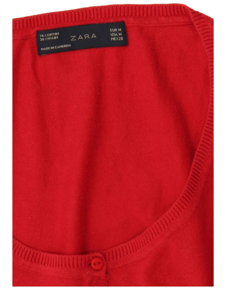 Zara Γυναικείο πουλόβερ ζακέτα 3/4 μανίκι UK 12 Medium Red